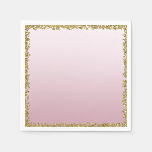 Servilleta De Papel Rubi Rosa Bañado Oro Purpurina Glam Brillante Fies
