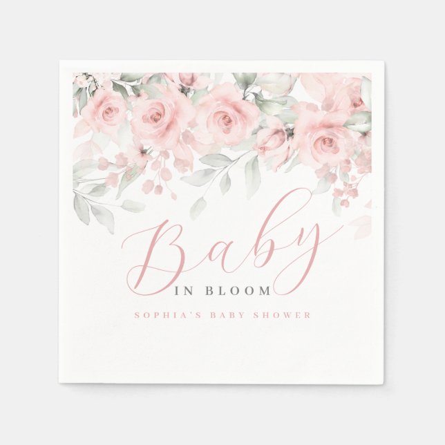 Servilleta De Papel Rubor Bebé En Flor Baby Shower (Anverso)