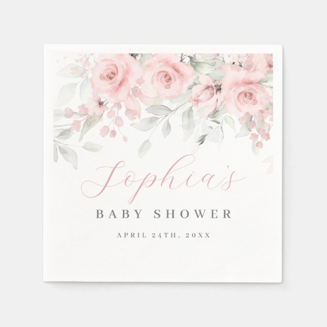Servilleta De Papel Rubor Bloom Baby Shower (Anverso)
