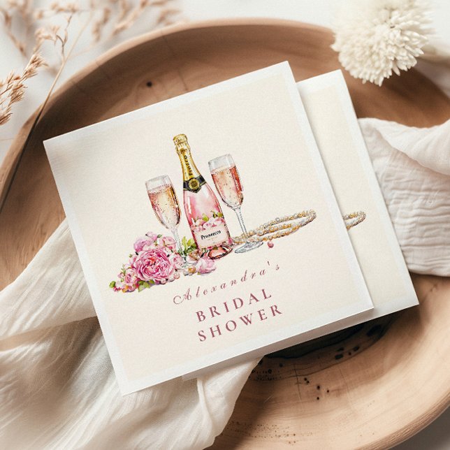 Servilleta De Papel Rubor Bubbly & Pearls Bridal Shower (Subido por el creador)