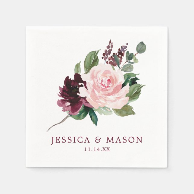 Servilleta De Papel Rubor Burgundy Boda Napkin Cocktail Napkin (Anverso)