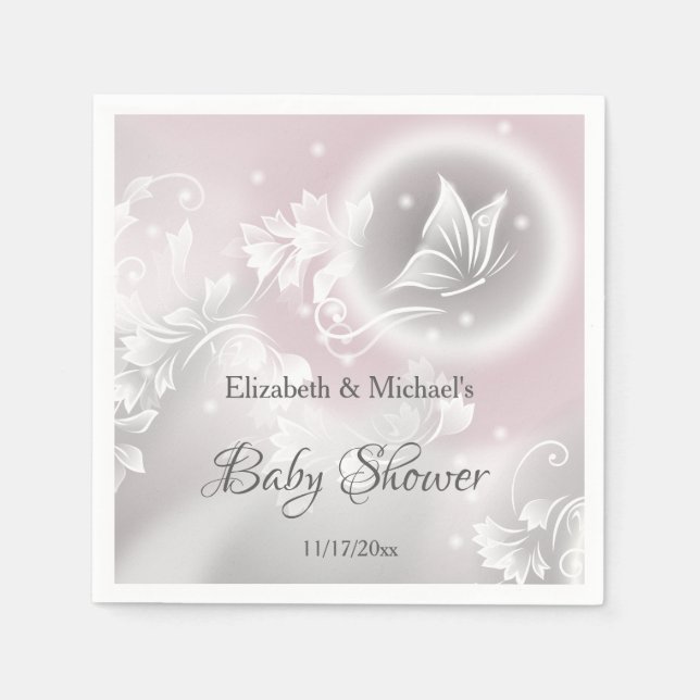 Servilleta De Papel Rubor Butterfly Phantasy Chica Baby Shower (Anverso)