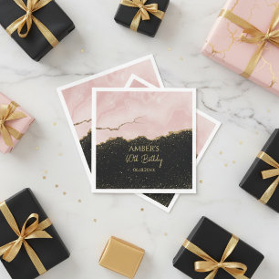 Servilleta De Papel Rubor Champagne Dorado Brillo Acuarela Abstracta