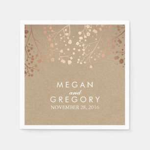 Servilleta De Papel Rubor de aliento del bebé y Boda floral de Kraft