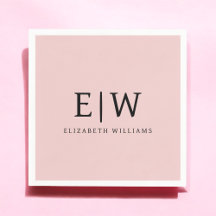 Rubor Dusty Pink Girly Script Monograma Nombre mod