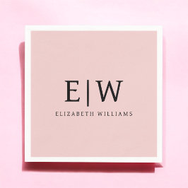 Servilleta De Papel Rubor Dusty Pink Girly Script Monograma Nombre mod