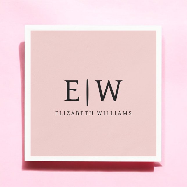 Servilleta De Papel Rubor Dusty Pink Girly Script Monograma Nombre mod (Subido por el creador)