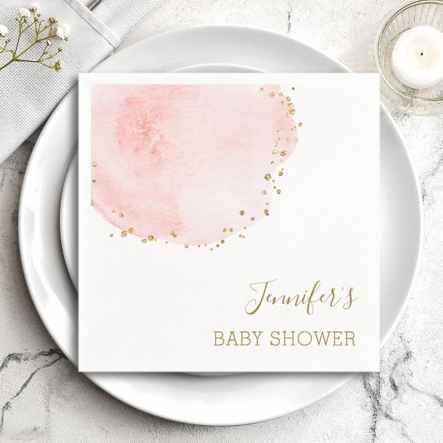 Servilleta De Papel Rubor Floral Gold Purpurinas Dots Baby Shower (Subido por el creador)