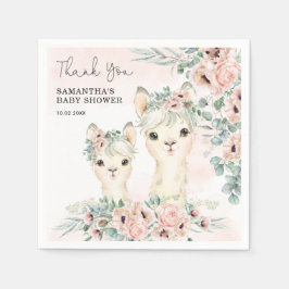 Servilleta De Papel Rubor Floral Llama Mama Eucalyptus Baby Shower