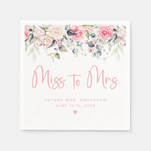 Servilleta De Papel Rubor Floral Miss To Mrs Bridal Shower Napkin