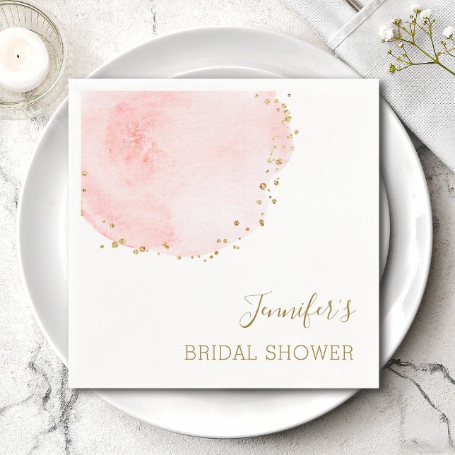 Servilleta De Papel Rubor Floral Petal Gold Purpurinas Dots Bridal Sho (Subido por el creador)