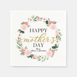 Servilleta De Papel Rubor Floral Wreath Happy Mothers Day
