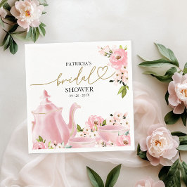 Servilleta De Papel Rubor Gold Floral Bridal Shower Tea Fiesta