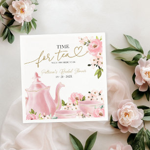 Servilleta De Papel Rubor Oro Floral Hora del Té Despedida de Soltera