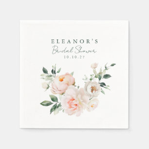 Servilleta De Papel Rubor Peony Floral Watercolor Pink Bridal Shower