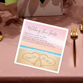 Servilleta De Papel Rubor Pink Beach Wedding 2 Hearts Sand Fun Facts