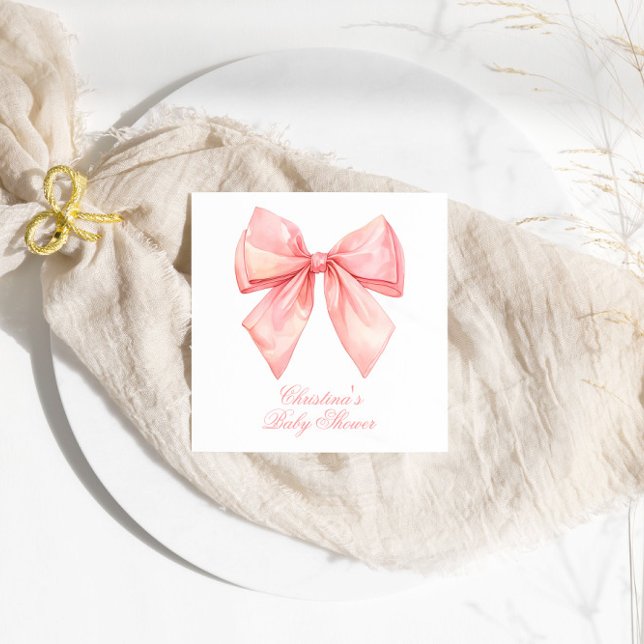 Servilleta De Papel Rubor Pink Bow Baby Shower (Subido por el creador)