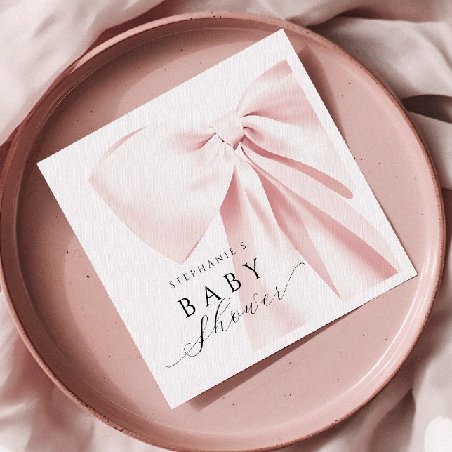 Servilleta De Papel Rubor Pink Bow Baby Shower Paper Napkins (Subido por el creador)