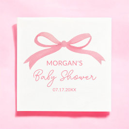 Servilleta De Papel Rubor Pink Bow Watercolor Baby Shower