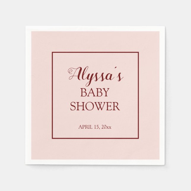 Servilleta De Papel Rubor Pink Burgundy tradicional Baby Shower (Anverso)