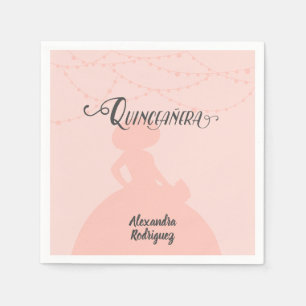 Servilleta De Papel Rubor Pink Charro Silhouette Quinceanera