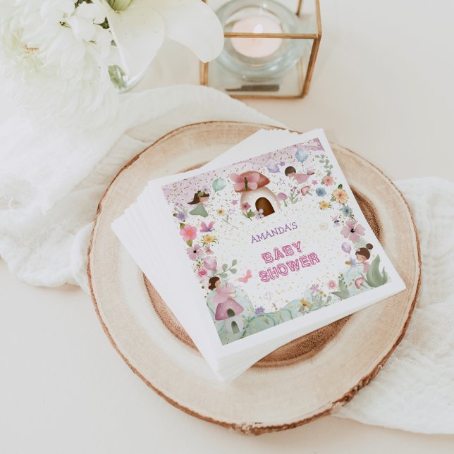 Servilleta De Papel Rubor Pink Fairy Baby Girl Shower Floral Forest (Subido por el creador)