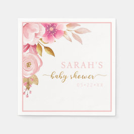 Servilleta De Papel Rubor Pink Floral Baby Shower Napkins