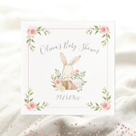 Servilleta De Papel Rubor Pink Floral Bunny Rabbit Baby Shower