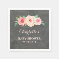 Rubor Pink Floral Chalkboard Baby Shower