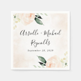 Servilleta De Papel Rubor Pink Floral Elegante Champagne Garden Weddin