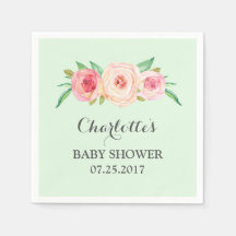 Rubor Pink Floral Mint Baby Shower