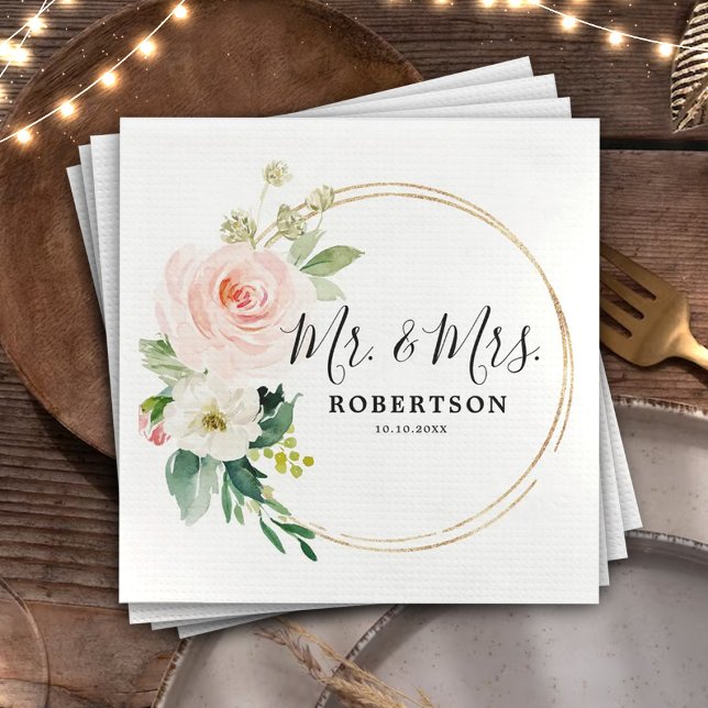 Servilleta De Papel Rubor Pink Florals Boda botánico moderno (Subido por el creador)