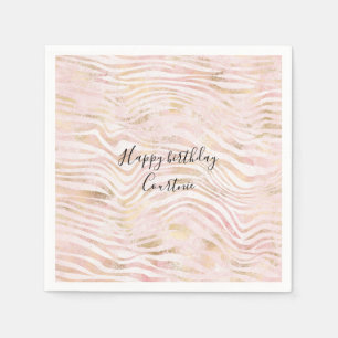 Servilleta De Papel Rubor Pink Glam Gold Zebra Print