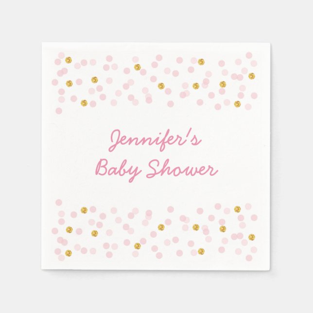 Servilleta De Papel Rubor Pink & Gold Baby Shower (Anverso)