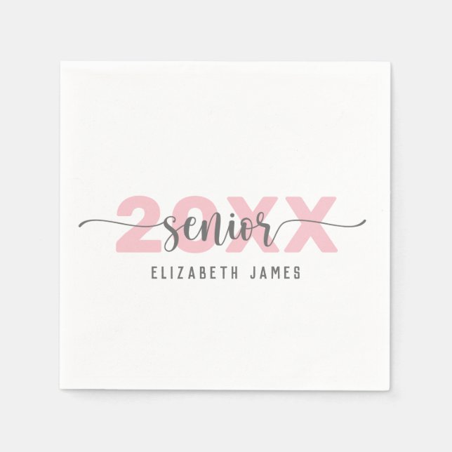 Servilleta De Papel Rubor Pink Lettering Senior Napkins (Anverso)