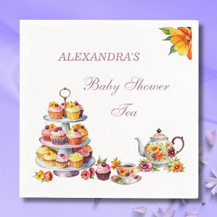 Servilleta De Papel Rubor Pink Lilac Floral Tea Fiesta Baby Shower