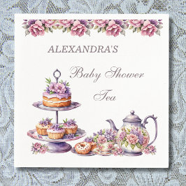 Servilleta De Papel Rubor Pink Lilac Floral Tea Fiesta Baby Shower