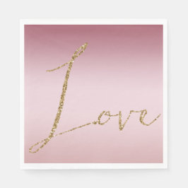Servilleta De Papel Rubor Pink Ombre Purpurina Gold Love