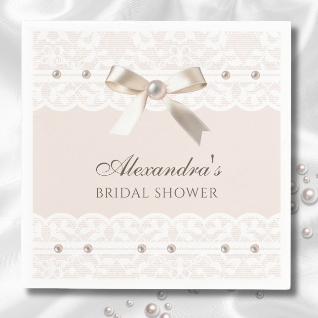 Servilleta De Papel Rubor Pink Satin Bow White Lace Brillante Ducha (Subido por el creador)