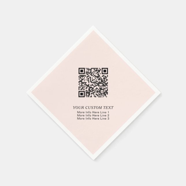 Servilleta De Papel Rubor Pink Simple Business QR Code Promotional (Borde)