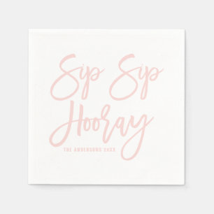 Servilleta De Papel Rubor Pink Sip Sip Hooray Hand Letter