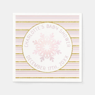 Servilleta De Papel Rubor Pink Snowflake Baby Shower Napkins
