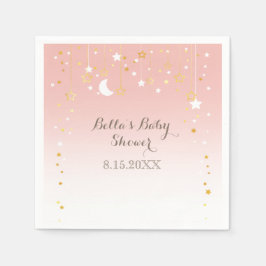 Servilleta De Papel Rubor Pink Stars Moon Baby Shower