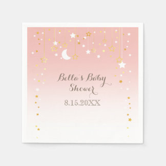 Servilleta De Papel Rubor Pink Stars Moon Baby Shower