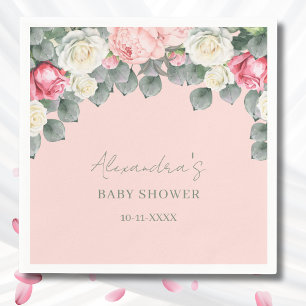 Servilleta De Papel Rubor Pink Vintage Garden Rosas Baby Shower