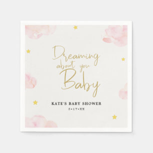 Servilleta De Papel Rubor Pink Watercolor Clouds Chica Baby Shower