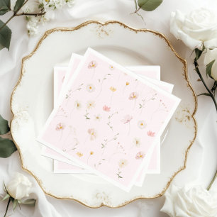 Servilleta De Papel Rubor Pink Wildflower Floral Baby Shower
