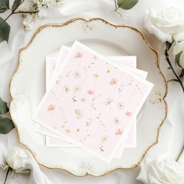 Servilleta De Papel Rubor Pink Wildflower Floral Baby Shower (Subido por el creador)
