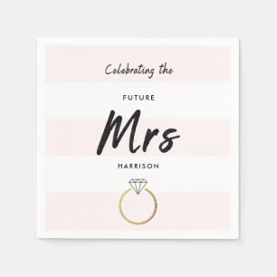 Servilleta De Papel Rubor Rosa Blanco 3 Stripe Futuro Sra Bridal Showe