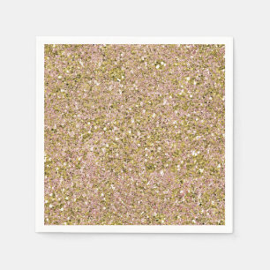 Servilleta De Papel Rubor Rosa Dorado Glam Brillo Fiesta Destello